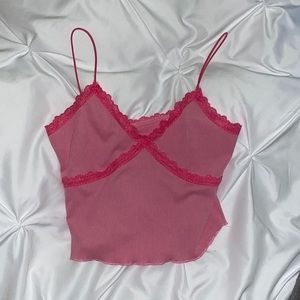 bubblegum pink lace bustier tank top